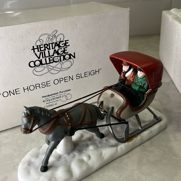 Department 56 Snow Village One Horse Open Sleigh Vintage 5982-0 in Box - Picture 1 of 5